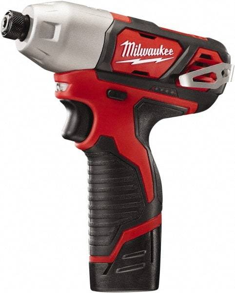 Milwaukee Tool - 12 Volt, 1/4" Drive, 1,000 In/Lb Torque, Cordless Impact Driver - Pistol Grip Handle, 2500 RPM, 2 Lithium-Ion Batteries Included - Makers Industrial Supply