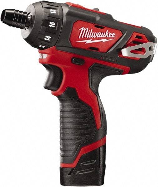 Milwaukee Tool - 12 Volts, Lithium-Ion Battery, Pistol Grip Cordless Screwdriver - 2 Speeds, 400 and 1,500 RPM, 275 Inch/Lbs. Torque - Makers Industrial Supply