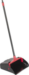 PRO-SOURCE - 13" Wide x 5" Deep x 38" High Upright Dustpan - Plastic Body, 33" Handle, Black, with Wheels - Makers Industrial Supply