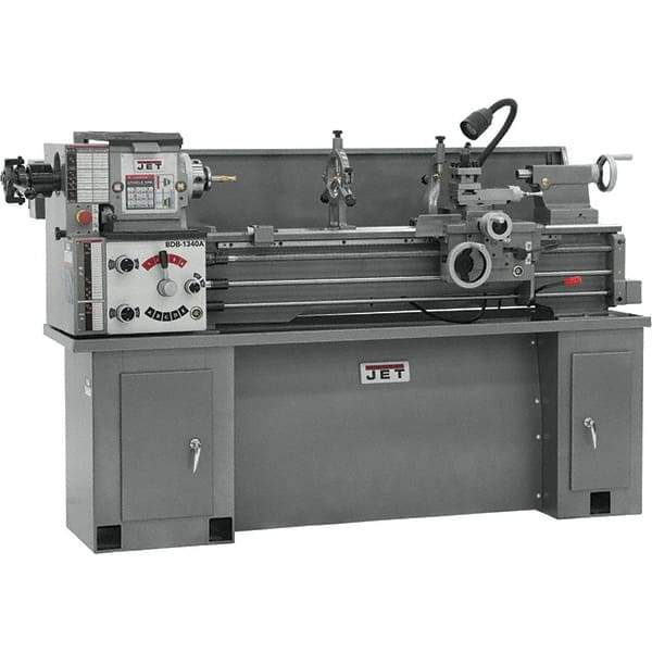 Jet - 13" Swing, 40" Between Centers, 230 Volt, Single Phase Bench Lathe - 5MT Taper, 2 hp, 60 to 1,240 RPM, 1-3/8" Bore Diam, 30" Deep x 29-1/2" High x 76-1/2" Long - Makers Industrial Supply