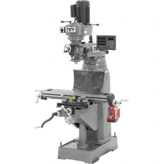 Jet - 7-7/8" Table Width x 35-3/4" Table Length, Step Pulley Control, 1 Phase Knee Milling Machine - R8 Spindle Taper, 1-1/2 hp - Makers Industrial Supply