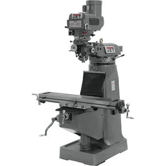 Jet - 9" Table Width x 42" Table Length, Variable Speed Pulley Control, 3 Phase Knee Milling Machine - R8 Spindle Taper, 3 hp - Makers Industrial Supply