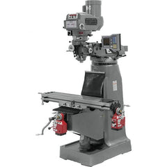 Jet - 9" Table Width x 42" Table Length, Variable Speed Pulley Control, 1 Phase Knee Milling Machine - R8 Spindle Taper, 2 hp - Makers Industrial Supply