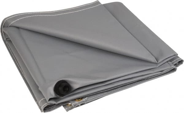 PRO-SAFE - Tarp-Shaped Heavy Duty Flame Retardant Roof Leak Diverter - 12' Long x 12' Wide x 18 mil Thick, Gray - Makers Industrial Supply