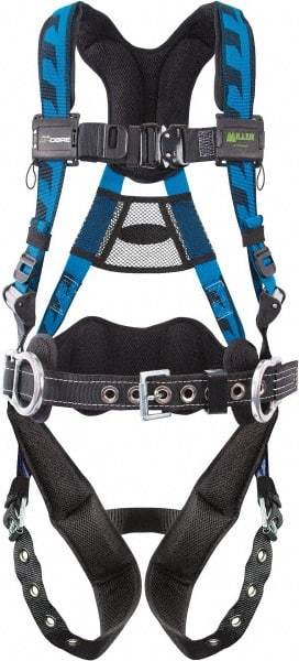 Miller - 400 Lb Capacity, Size Universal, Full Body AirCore Construction Safety Harness - Polyester, Side D-Ring, Tongue Buckle Leg Strap, Quick Connect Chest Strap - Makers Industrial Supply