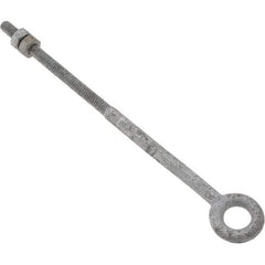 Value Collection - 500 Lb Capacity, Steel, 1/4-20 Thread, Fixed Lifting Eye Bolt - Partially Threaded, 7" Shank, No Shoulder - Makers Industrial Supply