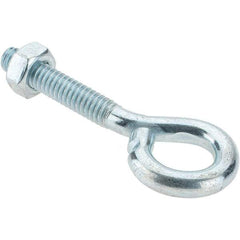 Value Collection - 1/4-20, Zinc-Plated Finish, Steel Wire Turned Eye Bolt - 1-1/4" Thread Length, 1/2" ID, 1-1/2" Shank Length - Makers Industrial Supply