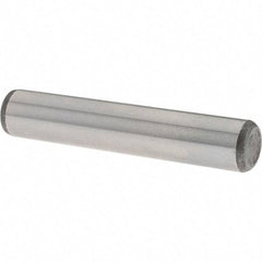 Value Collection - 3/8" Diam x 2" Pin Length Grade 8 Alloy Steel Standard Dowel Pin - C 50-58 Hardness, 28,700 Lb Breaking Strength, 1 Beveled & 1 Rounded End - Makers Industrial Supply