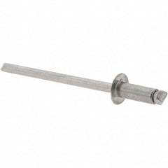 Value Collection - Size 43 Dome Head Stainless Steel Open End Blind Rivet - Stainless Steel Mandrel, 0.126" to 0.187" Grip, 1/4" Head Diam, 0.129" to 0.133" Hole Diam, 0.337" Length Under Head, 1/8" Body Diam - Makers Industrial Supply