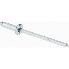 Value Collection - Size 44 Dome Head Steel Open End Blind Rivet - Steel Mandrel, 0.188" to 1/4" Grip, 1/4" Head Diam, 0.129" to 0.133" Hole Diam, 0.4" Length Under Head, 1/8" Body Diam - Makers Industrial Supply