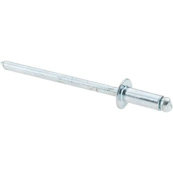 Value Collection - Size 43 Dome Head Steel Open End Blind Rivet - Steel Mandrel, 0.126" to 0.187" Grip, 1/4" Head Diam, 0.129" to 0.133" Hole Diam, 0.337" Length Under Head, 1/8" Body Diam - Makers Industrial Supply