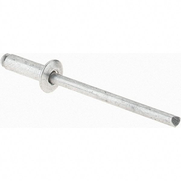 Value Collection - Size 44 Dome Head Aluminum Open End Blind Rivet - Aluminum Mandrel, 0.188" to 1/4" Grip, 1/4" Head Diam, 0.129" to 0.133" Hole Diam, 0.4" Length Under Head, 1/8" Body Diam - Makers Industrial Supply