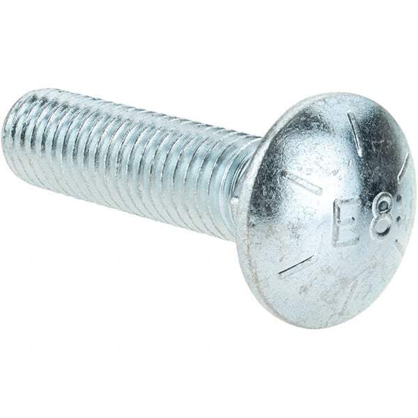 Value Collection - 1/2-13 UNC 2" Length Under Head, Standard Square Neck, Carriage Bolt - Grade 8 Alloy Steel, Zinc-Plated Clear Chromate Finish - Makers Industrial Supply