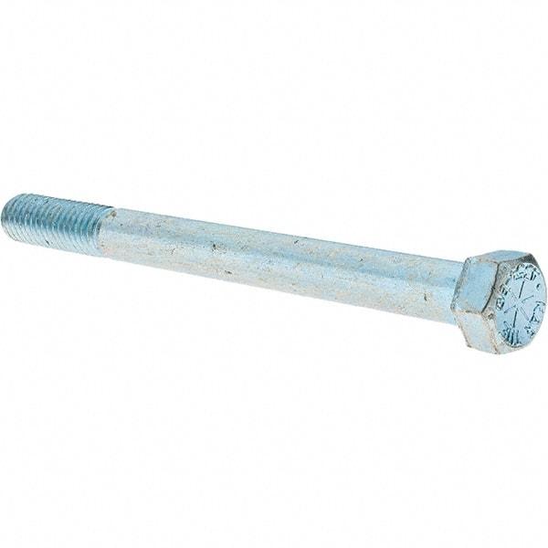 Value Collection - 7/16-14 UNC, 5" Length Under Head Hex Head Cap Screw - Partially Threaded, Grade 8 Alloy Steel, Zinc-Plated Finish, 5/8" Hex - Makers Industrial Supply