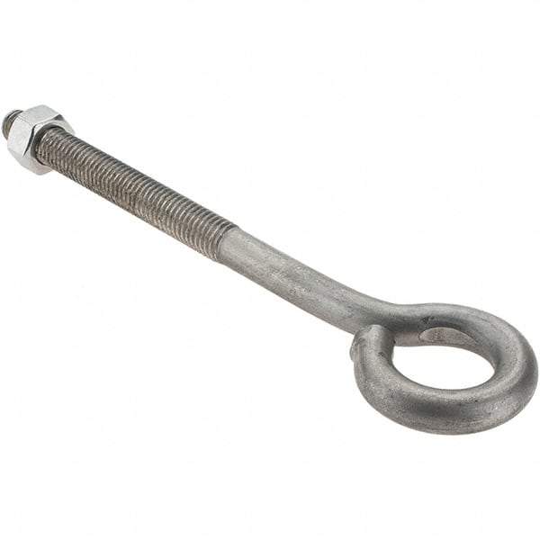 Value Collection - 1/2-13, Stainless Steel Wire Turned Open Eye Bolt - 4" Thread Length, 1" ID, 6" Shank Length - Makers Industrial Supply