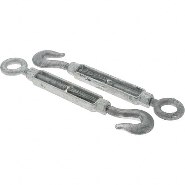 Value Collection - 3,500 Lb Load Limit, 5/8" Thread Diam, 6" Take Up, Steel Hook & Eye Turnbuckle - 14-1/8" Closed Length - Makers Industrial Supply