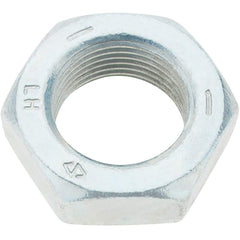 Made in USA - 1-14 UNF Steel Left Hand Hex Jam Nut - 1-1/2" Across Flats, 0.5469" High, Zinc Clear Finish - Makers Industrial Supply