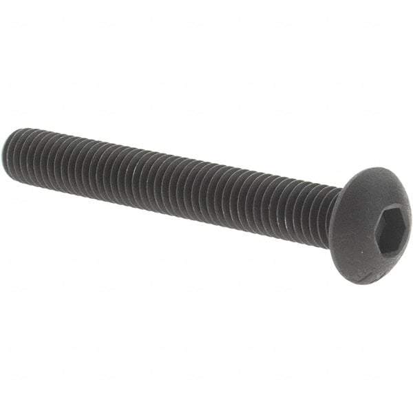 Value Collection - #10-32 UNF Hex Socket Drive, Button Screw - Alloy Steel, Black Oxide Finish, Fully Threaded, 1-1/2" Length Under Head - Makers Industrial Supply