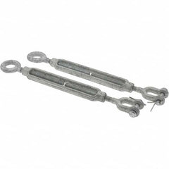 Value Collection - 800 Lb Load Limit, 5/16" Thread Diam, 4-1/2" Take Up, Steel Jaw & Eye Turnbuckle - 9-1/8" Closed Length - Makers Industrial Supply