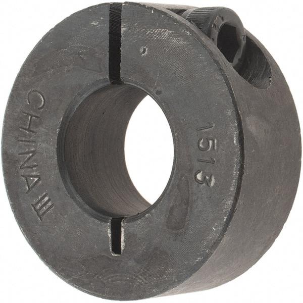 Value Collection - 15mm Bore, Steel, One Piece Clamp Collar - 1-3/8" Outside Diam - Makers Industrial Supply