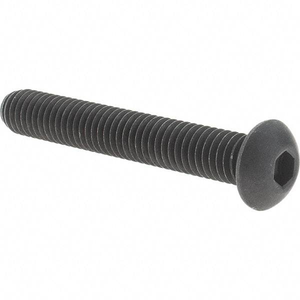 Value Collection - 3/8-16 UNC Hex Socket Drive, Button Screw - Alloy Steel, Black Oxide Finish, Fully Threaded, 2-1/2" Length Under Head - Makers Industrial Supply