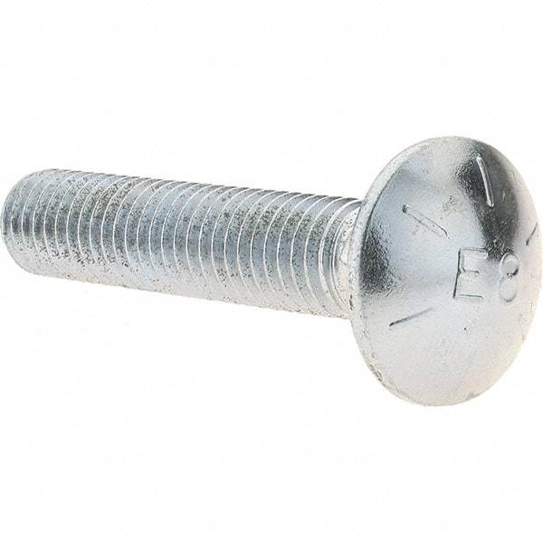 Value Collection - 1/2-13 UNC 2-1/2" Length Under Head, Standard Square Neck, Carriage Bolt - Grade 8 Alloy Steel, Zinc Trivalent Chromate Finish - Makers Industrial Supply