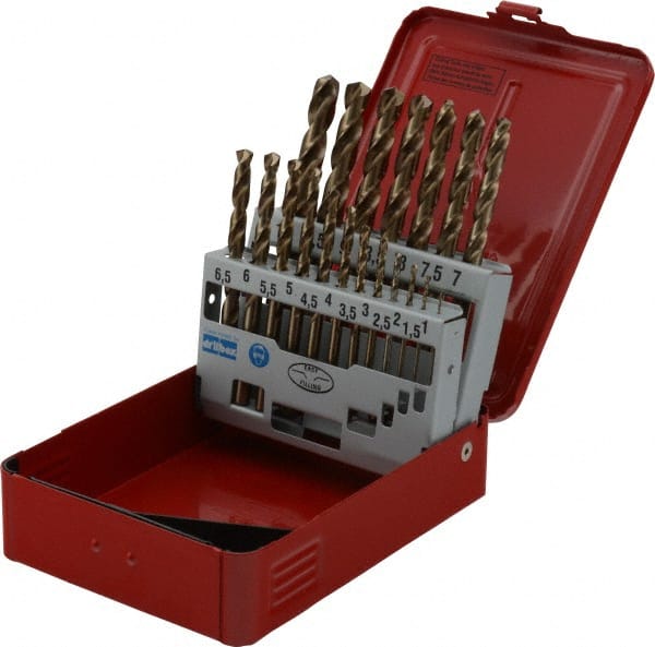 DORMER - 1 to 10mm, 135° Point, Bronze Finish, Cobalt Jobber Length Drill Bit Set - Makers Industrial Supply