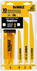 DeWALT - 10 Pieces, 6" to 9" Long x 0.04" Thickness, Bi-Metal Reciprocating Saw Blade Set - Straight Profile, 6 to 18 Teeth, Toothed Edge - Makers Industrial Supply