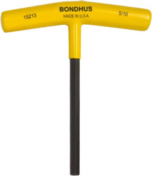 Bondhus - 5/16" Hex, T-Handle Cushion Grip, Hex Key - 6" OAL, Protanium High Torque Steel, Inch System of Measurement - Makers Industrial Supply