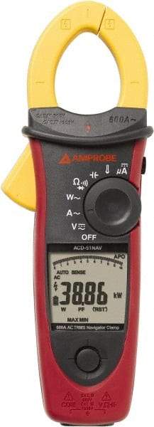 Amprobe - 3729950, CAT IV, CAT III, Digital True RMS Clamp Meter with 1.4567" Clamp On Jaws - 999.9 VAC/VDC, 599.9 AC Amps, Measures Voltage, Capacitance, Current, microAmps, Temperature - Makers Industrial Supply