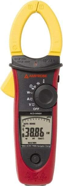 Amprobe - 3729989, CAT IV, CAT III, Digital True RMS Clamp Meter with 1.6535" Clamp On Jaws - 999.9 VAC/VDC, 999.9 AC/DC Amps, Measures Voltage, Capacitance, Current, Temperature - Makers Industrial Supply