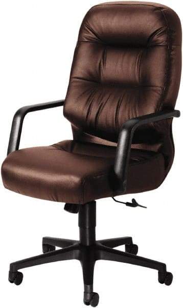 Hon - 46-1/2" High Executive High Back Leather Chair - 26" Wide x 29-3/4" Deep, Leather, Memory Foam Seat, Burgundy - Makers Industrial Supply