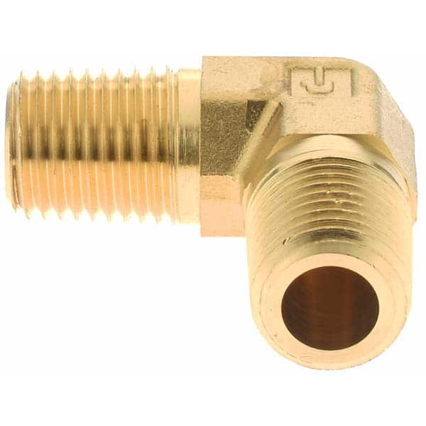 Parker - 1/4 Male Thread, Brass Industrial Pipe 90° Male Elbow - Makers Industrial Supply