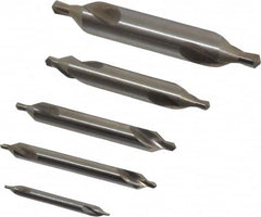 Chicago-Latrobe - 5 Piece, #1 to 5, 1/8 to 7/16" Body Diam, 3/64 to 3/16" Point Diam, Plain Edge, High Speed Steel Combo Drill & Countersink Set - 60° Incl Angle, 1/8 to 2-3/4" OAL, Double End, 217 Series Compatibility - Makers Industrial Supply