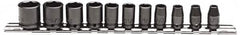 Proto - 11 Piece 1/4" Drive Impact Socket Set - 6 Points, 3/16" to 5/8" Range, Inch Measurement Standard - Makers Industrial Supply