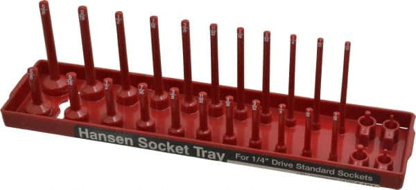 Made in USA - 26 Piece Capacity Deep & Shallow Inch Socket Tray - 1/4" Drive, Red - Makers Industrial Supply