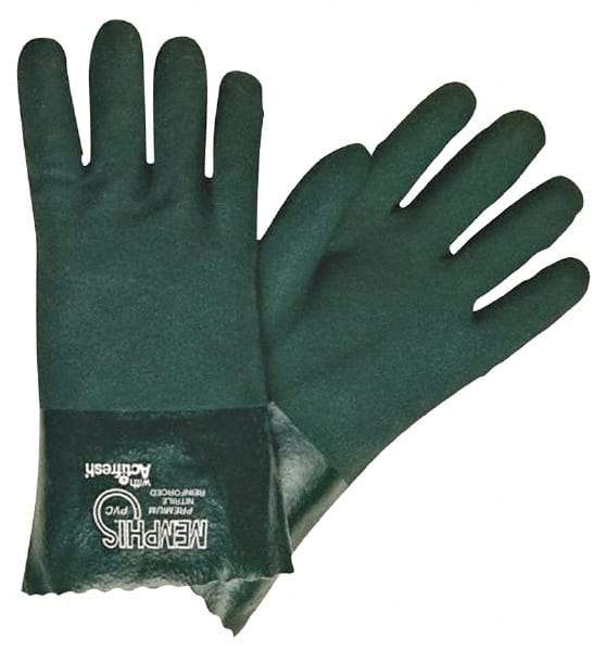 MCR Safety - Size L (9) Nitrile Coated Jersey General Protection Work Gloves - For General Purpose, Fully Coated, Gauntlet Cuff, Full Fingered, Green, Paired - Makers Industrial Supply