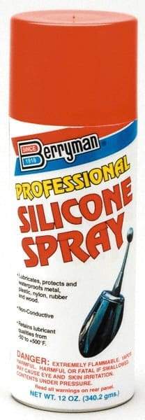 Berryman Products - 12 oz Aerosol Automotive Professional Silicone Spray - Light Hydrotreated Naphtha - Makers Industrial Supply