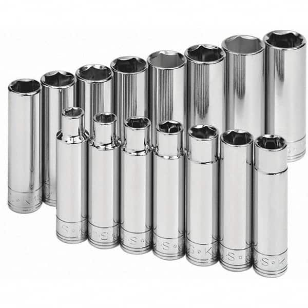 SK - 1/2" Drive Deep Socket Set - 10 to 24mm, Metric Measurement Standard - Makers Industrial Supply