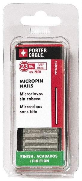 Porter-Cable - 23 Gauge 5/8" Long Pin Nails for Power Nailers - Grade 2 Steel, Galvanized Finish, Straight Stick Collation, Chisel Point - Makers Industrial Supply