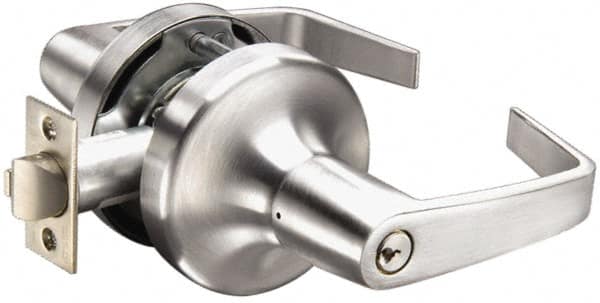 Yale - Light/Medium Duty Passage Lever Lockset - 2-3/4" Back Set, Keyless Cylinder, Satin Chrome Finish - Makers Industrial Supply