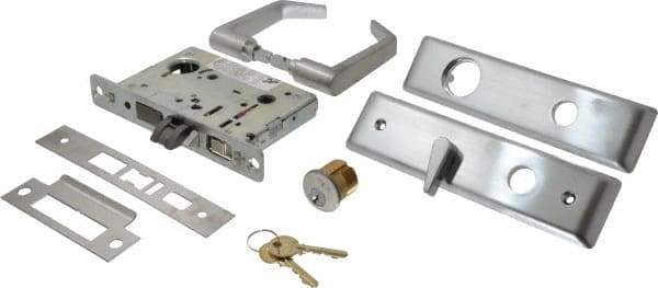 Yale - Extra Heavy Duty Entrance/Apartment Lever Lockset with Dead Bolt - 2-3/4" Back Set, Standard Mortise Cylinder, Satin Chrome Finish - Makers Industrial Supply