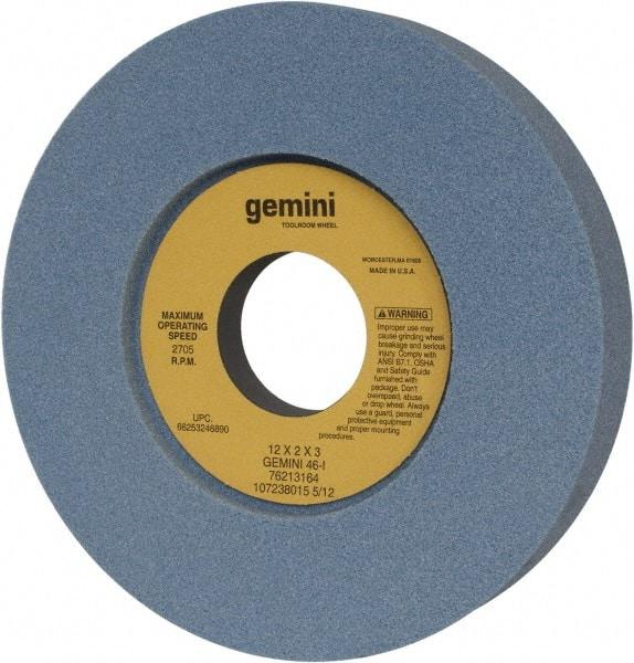 Norton - 12" Diam x 3" Hole x 2" Thick, I Hardness, 46 Grit Surface Grinding Wheel - Aluminum Oxide, Type 7, Coarse Grade, 2,705 Max RPM, Two-Side Recess - Makers Industrial Supply