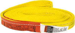 Lift-All - 14' Long x 1" Wide, 3,200 Lb Vertical Capacity, 2 Ply, Polyester Web Sling - 2,500 Lb Choker Capacity, Yellow - Makers Industrial Supply