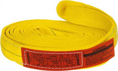 Lift-All - 20' Long x 2" Wide, 6,400 Lb Vertical Capacity, 2 Ply, Polyester Web Sling - 5,000 Lb Choker Capacity, Yellow - Makers Industrial Supply