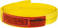 Lift-All - 20' Long x 2" Wide, 6,400 Lb Vertical Capacity, 2 Ply, Polyester Web Sling - 5,000 Lb Choker Capacity, Yellow - Makers Industrial Supply