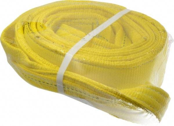 Lift-All - 10' Long x 3" Wide, 8,600 Lb Vertical Capacity, 2 Ply, Polyester Web Sling - 6,900 Lb Choker Capacity, Yellow - Makers Industrial Supply