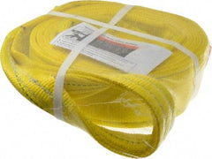 Lift-All - 12' Long x 3" Wide, 8,600 Lb Vertical Capacity, 2 Ply, Polyester Web Sling - 6,900 Lb Choker Capacity, Yellow - Makers Industrial Supply