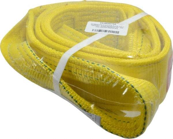 Lift-All - 6' Long x 3" Wide, 8,600 Lb Vertical Capacity, 2 Ply, Polyester Web Sling - 6,900 Lb Choker Capacity, Yellow - Makers Industrial Supply