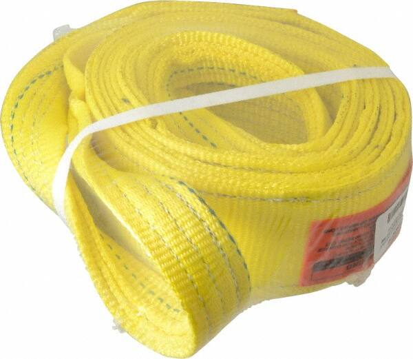 Lift-All - 8' Long x 3" Wide, 8,600 Lb Vertical Capacity, 2 Ply, Polyester Web Sling - 6,900 Lb Choker Capacity, Yellow - Makers Industrial Supply